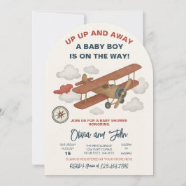 Invitación de Baby Shower de avión arriba y lejos