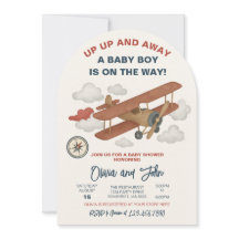 Invitación de Baby Shower de avión arriba y lejos
