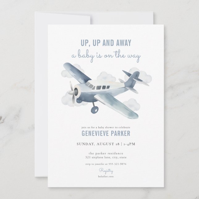 Invitación de Baby Shower de avión de viajes de ép