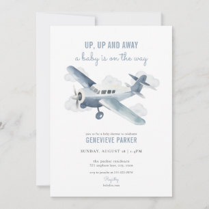 Invitación de Baby Shower de avión de viajes de ép