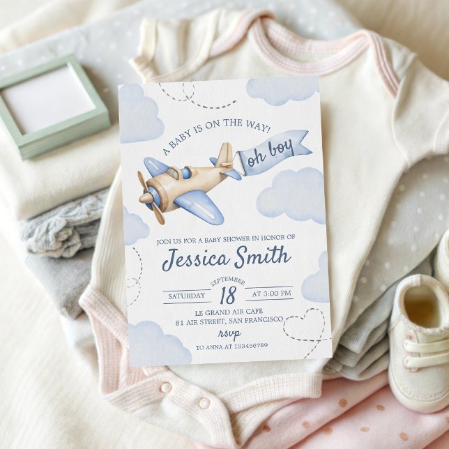 Invitación de Baby Shower de Avión Oh Chico (Subido por el creador)