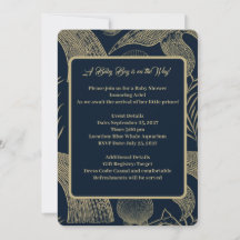 Invitación de Baby Shower de azul de ballena náuti