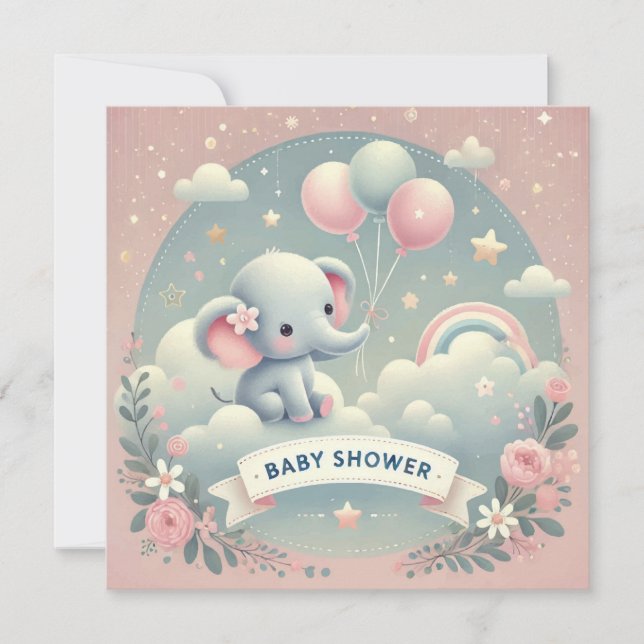 INVITACIÓN DE BABY SHOWER DE BABY ELEPHANT (Anverso)