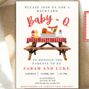 Invitación de Baby Shower de Baby-Q, Parrillada en