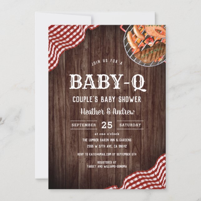 Invitación de Baby Shower de Baby-Q Picnic BBQ Cou (Anverso)