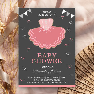 Invitación de baby shower de bailarina con tutú ro
