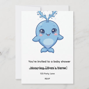 Invitación de baby shower de ballena bebé adorable