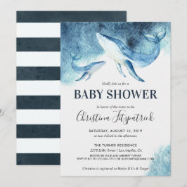 Invitación de baby shower de ballena del océano