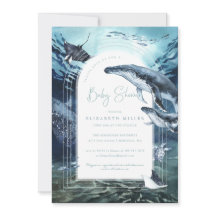 Invitación de Baby Shower de Ballena Jorobada en e
