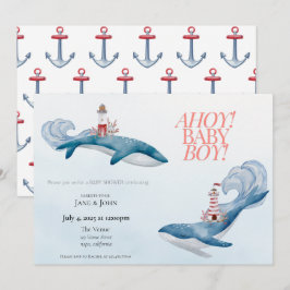 Invitación de Baby Shower de Ballena Náutica