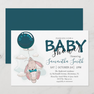 Invitación de Baby Shower de Balloon Rabbit Boy