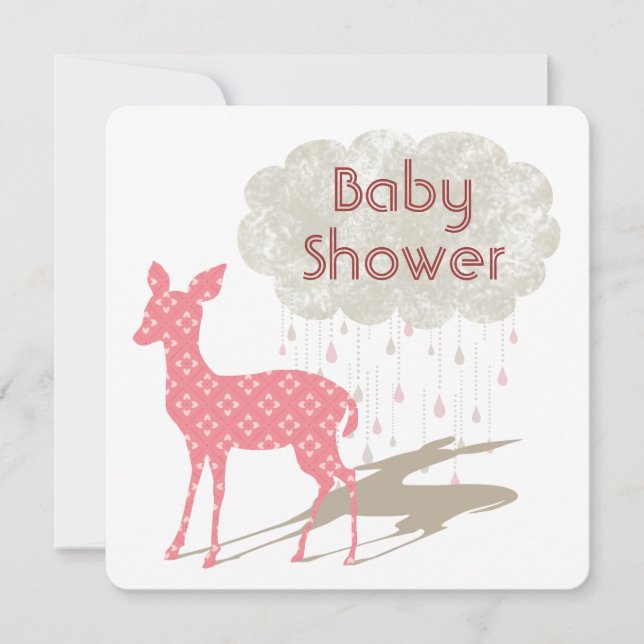 Invitación de Baby Shower de Bambi rosa (Anverso)
