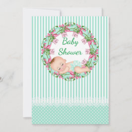 Invitación de Baby Shower de banda verde de fábric