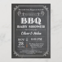 Invitación de Baby Shower de Barbacoa en Pizarra