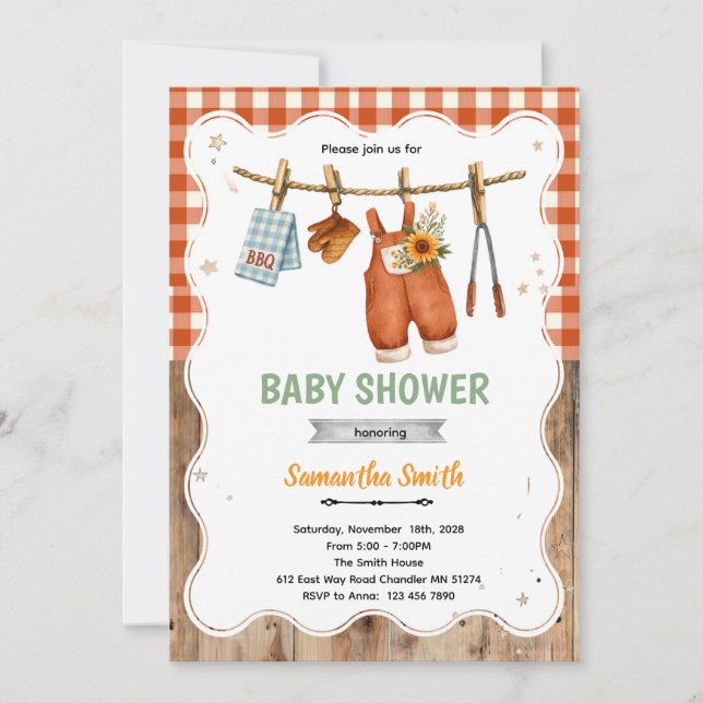 invitación de baby shower de barbacoa mixta (Anverso)