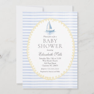 Invitación de baby shower de barco de vela, baby s
