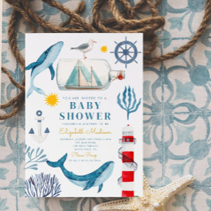 Invitación de Baby Shower de Barco de Vela Ballena