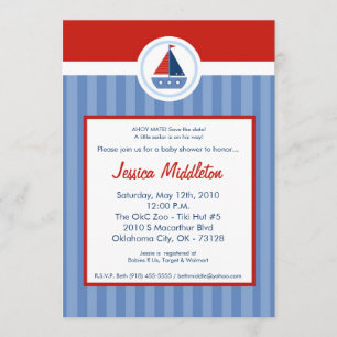 Invitación de Baby Shower de Barco de Vela Náutico