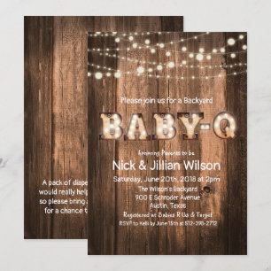 Invitación de Baby Shower de BBQ Baby Q Rústico