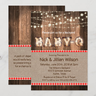 Invitación de Baby Shower de BBQ Baby Q Rústico