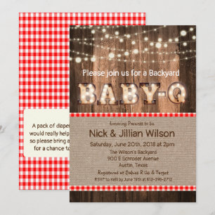 Invitación de Baby Shower de BBQ Baby Q Rústico
