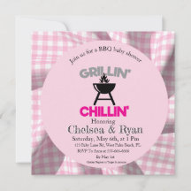 Invitación de Baby Shower de BBQ • Gingham Baby-Q 