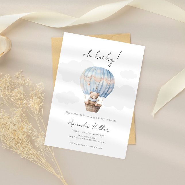 Invitación de Baby Shower de Bear Bear Air Hot Air (Subido por el creador)