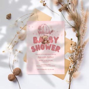 Invitación de Baby Shower de Bear con globo aerost