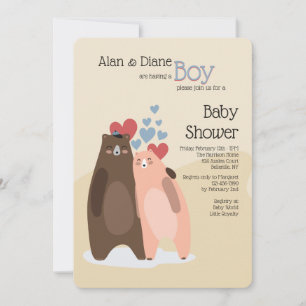 Invitación de Baby Shower de Bear Couple Boy