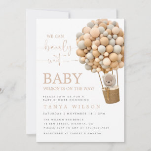 Invitación de Baby Shower de Bear de Balón de Aire