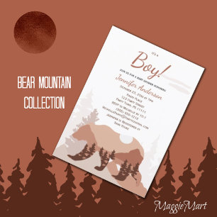 Invitación de Baby Shower de Bear Mountain Forest 