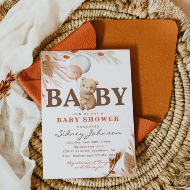 Invitación de Baby Shower de Bearly Wait | Bear Sh (Subido por el creador)
