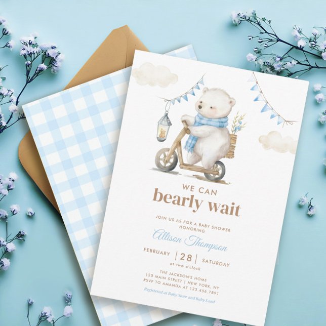 Invitación de Baby Shower de Bearly Wait White Bea (Subido por el creador)