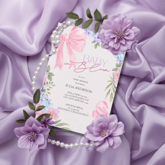 Invitación de Baby Shower de Bebé en Flor con Lazo