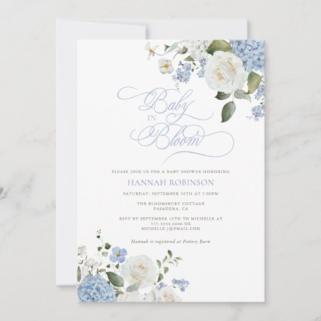 Invitación de Baby Shower de Bebé en Flor de Horte (Anverso)