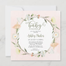 Invitación de Baby Shower de bebé en flor silvestr