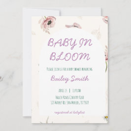 Invitación de baby shower de bebé en floración