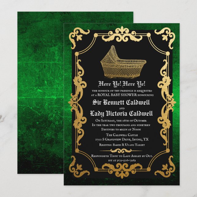 Invitación de Baby Shower de bebé gótico del Renac (Anverso / Reverso)