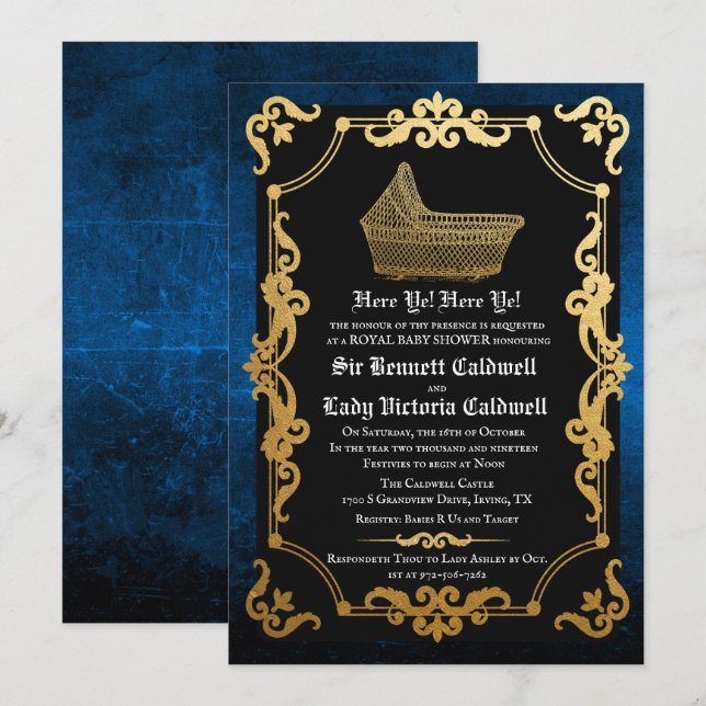 Invitación de Baby Shower de bebé gótico del Renac (Anverso / Reverso)