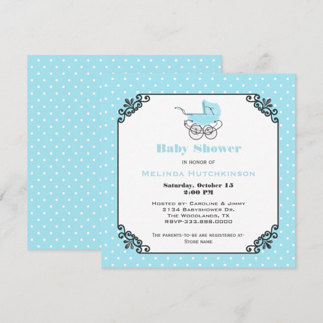 Invitación de baby shower de bebé niño elegante co (Anverso / Reverso)