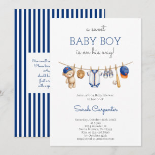 Invitación de baby shower de béisbol editable para