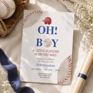 Invitación de baby shower de béisbol Oh, chico
