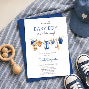 Invitación de baby shower de béisbol para niño