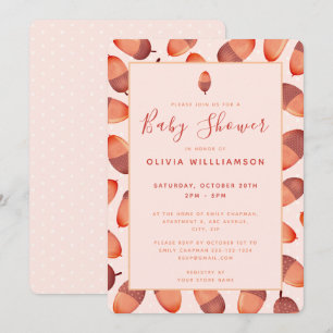 Invitación de Baby Shower de bellota otoñal