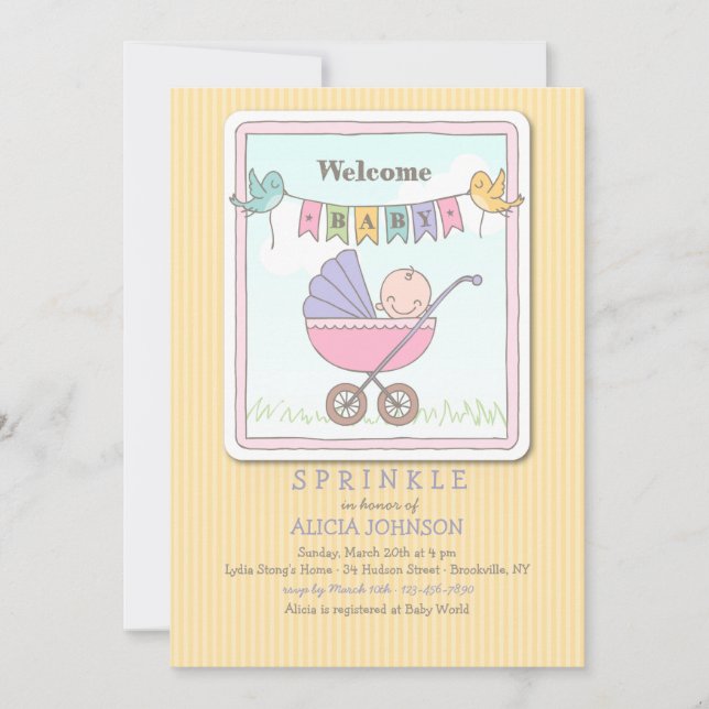 Invitación de Baby Shower de bienvenida (Anverso)