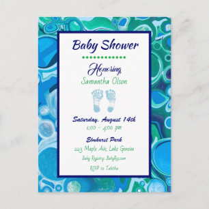 Invitación de Baby Shower de Blue and Green Boy