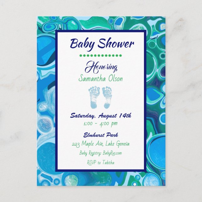 Invitación de Baby Shower de Blue and Green Boy (Anverso)