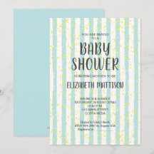 Invitación de Baby Shower de Blue and White Stripe