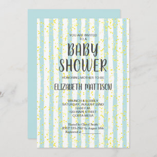 Invitación de Baby Shower de Blue and White Stripe