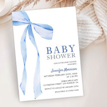 Invitación de Baby Shower de Blue Bow Modern Boy